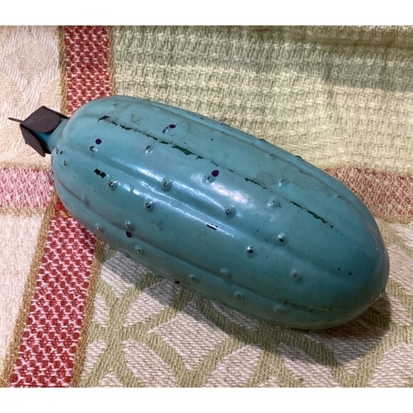 Antique USSR Painted Glass Christmas Fir-Tree Ornament Decoration Pickle - Picture 3 of 12